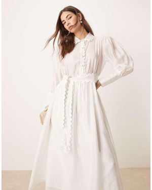 Sister Jane Embellished Button Midi Shirt Dress - Natural