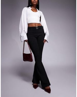 Princess Polly Pagano Belted Flare Trousers - Black