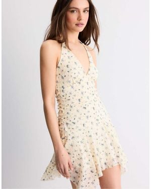 Stradivarius Short Dress With Pointed Hem - Natural