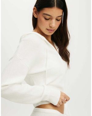 Cotton On Hooded Zip Up Knit Cardi - White