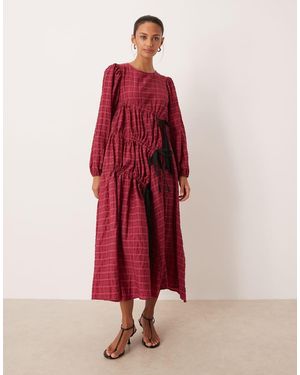 Ghospell Vestito Midi Arricciato - Rosso