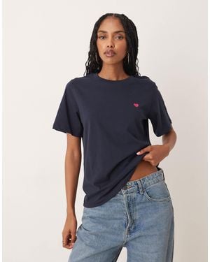 Jdy Pink Heart Print T-shirt - Blue