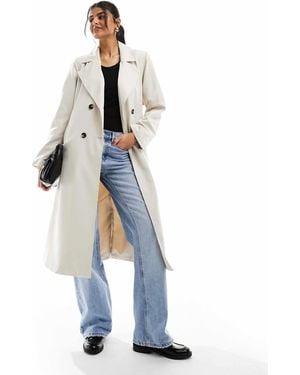 Pieces Belted Trench Coat - Blue