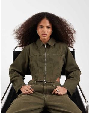 ASOS Denim Corset Shirt Jacket - Green