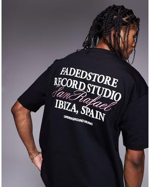 Faded Store Camiseta Negra Con Estampado En La Espalda Studio De - Azul
