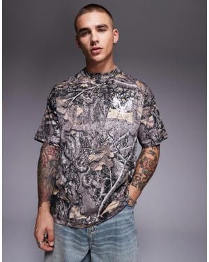 Good For Nothing – t-shirt mit military-muster und print am rücken - Grau