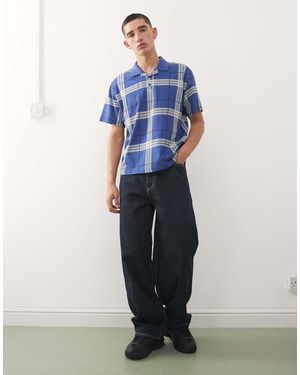 Collusion Polo Oversize Squadrata A Quadri - Blu