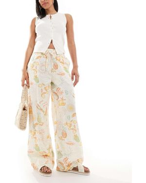 Native Youth Pantalones Playeros Multicolores De Pernera Ancha Con Detalle De Lazada De - Neutro