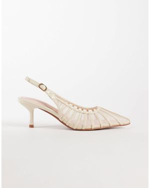 River Island Paneled Mesh Pumps - White