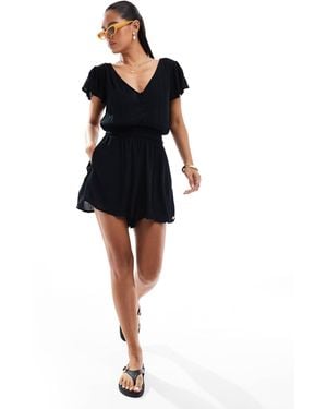 Superdry – kurzärmeliger playsuit - Schwarz