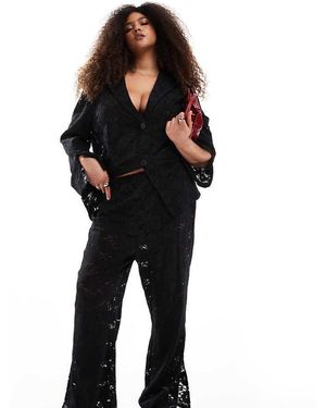 Renee Studio Plus X Michelle Nayla Exclusive Leg Slit Lace Trousers - Black