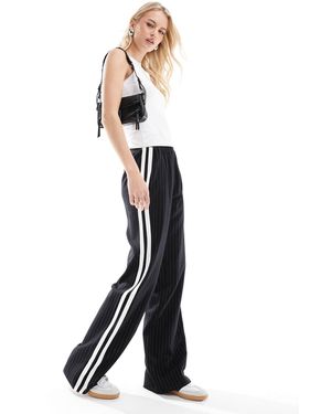4th + Reckless Tall Side Stripe Wide Leg Trousers - Black