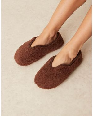 Glamorous Cream Fluffy Slippers - Brown