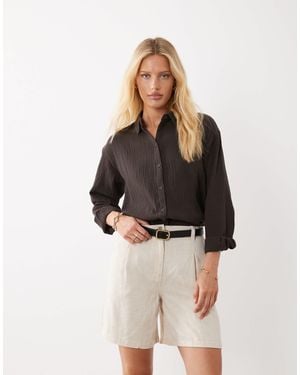 Jdy – loose-fit-hemdbluse aus musselinstoff - Braun