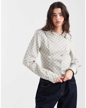Daisy Street Camicia Chiaro A Quadri Con Abbottonatura Arrotondata - Grigio