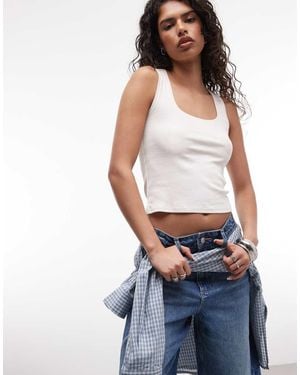 Monki 90s Ribbed Tank Top - White