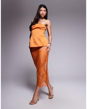ASOS Delicate Sheer Lace Maxi Skirt - Orange
