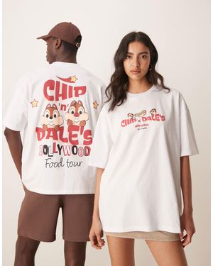 ASOS Disney Unisex Oversized T-shirt With Chip N Dale Prints - Pink