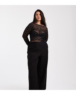 Pieces Plus Pieces Curve Wide Leg Dad Trousers With Belt Loops - Black