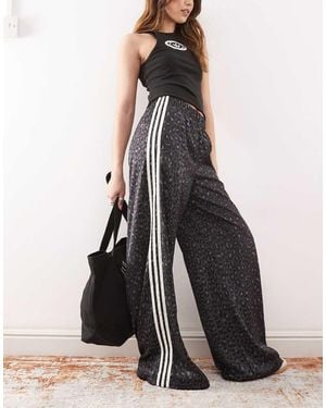 adidas Originals Satin Wide Leg Track Trousers - Black