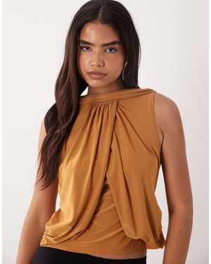 ASOS Slinky Gedrapeerde Shell Top - Bruin