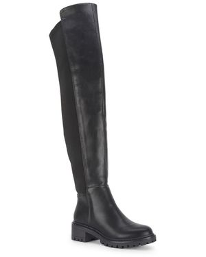 SEQWL Stretch Back Over The Knee Boots With Low Block Heels - Black