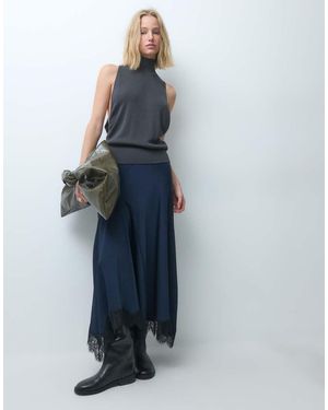 & Other Stories Kniited High Neck Top With Drop Arm Hole - Blue