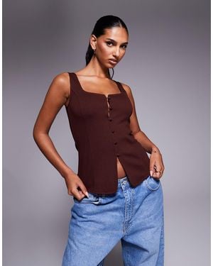 ASOS Jersey Twill Scoop Neck Waistcoat - Brown