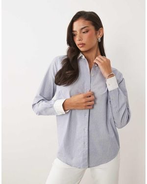 GOOD AMERICAN Contrast Collar Oxford Shirt - White