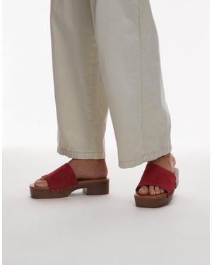 TOPSHOP Hamilton Suede Clogs With Studs - Red