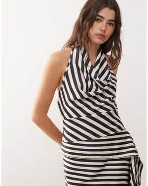 Lioness Heritage Halter Cowl Neck Open Back Top - Multicolor