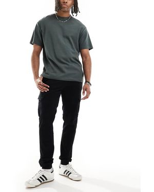 Threadbare Cotton Jogger Style Cargo Trousers With Stretch - Black
