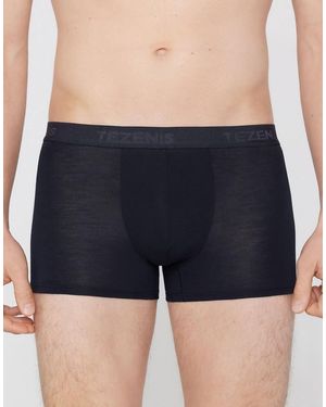 Tezenis Stretch Viscose Boxers With Logo Elastic - Blue