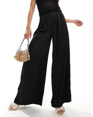 Kaiia Satin Wide Leg Trousers - Black