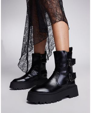 River Island Chunky Biker Boot - Black