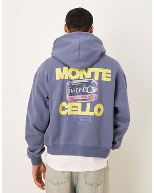 Cotton On Cotton On Cropped Zip Up Graphic Hoodie - Blue