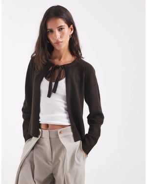 ONLY Tie Front Knitted Cardigan - Gray