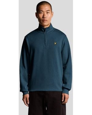 Lyle & Scott Mid Layers Quarter Zip Pullover Sweatshirt - Blue