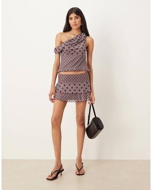 Motel Gayani Co-Ord Polka Dot Mini Skirt - Natural