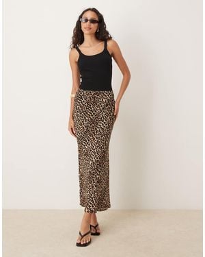 Mango Falda Semilarga Con Estampado De Leopardo De - Neutro