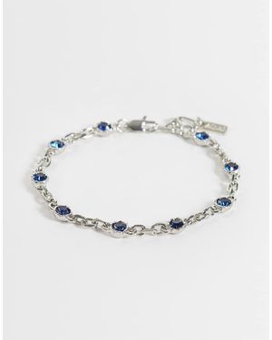 ASOS Faux Sapphire Stone Chain Bracelet - Metallic