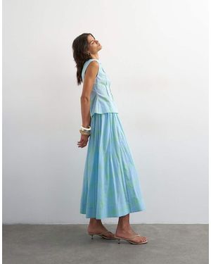 TOPSHOP Co-ord Dropped Waist Deep V Maxi Skirt - Blue