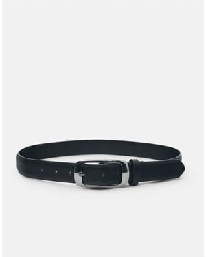Pull&Bear Leather-effect Belt With Rectangular Buckle - Black