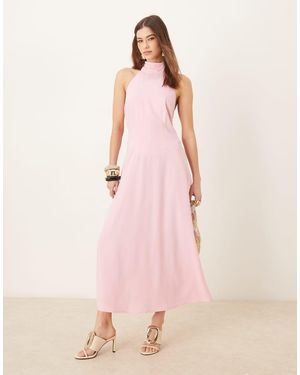 Pretty Lavish Drop Waist Crepe Midaxi Dress - Pink