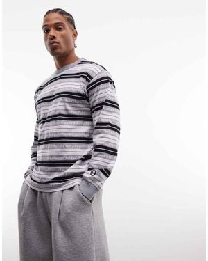 No Problemo Jacquard Stripe Long Sleeve Tee - White