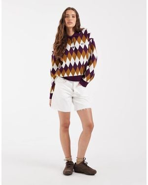Fred Perry Diamond Jaquard Knitted Shirt - White