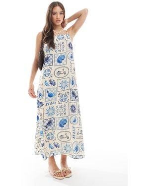 New Look Tile Printed Shift Midi Dress - Blue