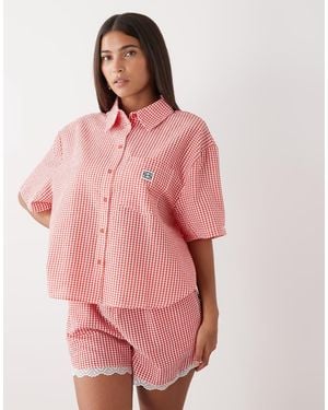 Noisy May Seersucker Boxy Shirt Co-ord - Pink