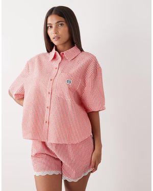 Noisy May Camisa A Cuadros Vichy Rojos De Corte Cuadrado De Sirsaca De (Parte De Un Conjunto) - Rosa