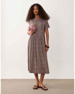 Wednesday's Girl Smudge Spot Midi Dress - Natural